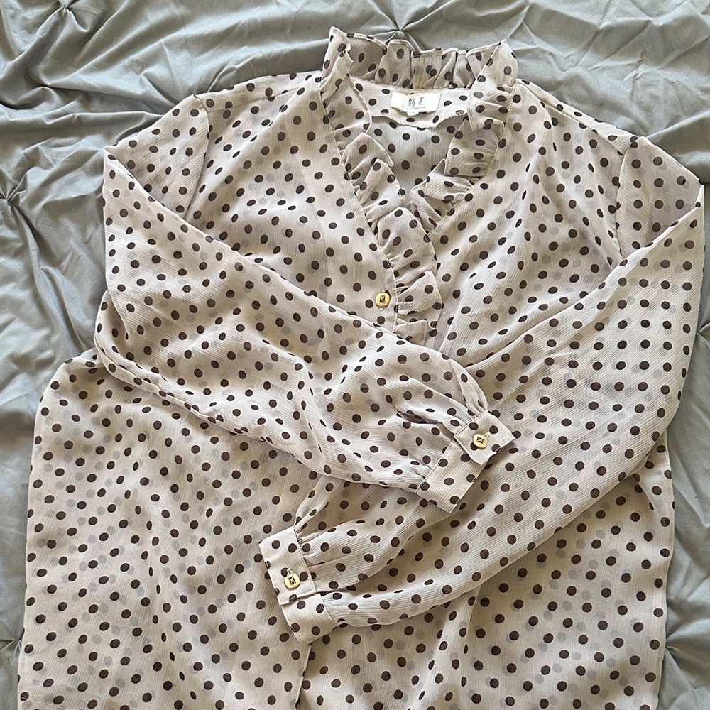 Polka Dot Ruffle Blouse - Picture 10 of 11